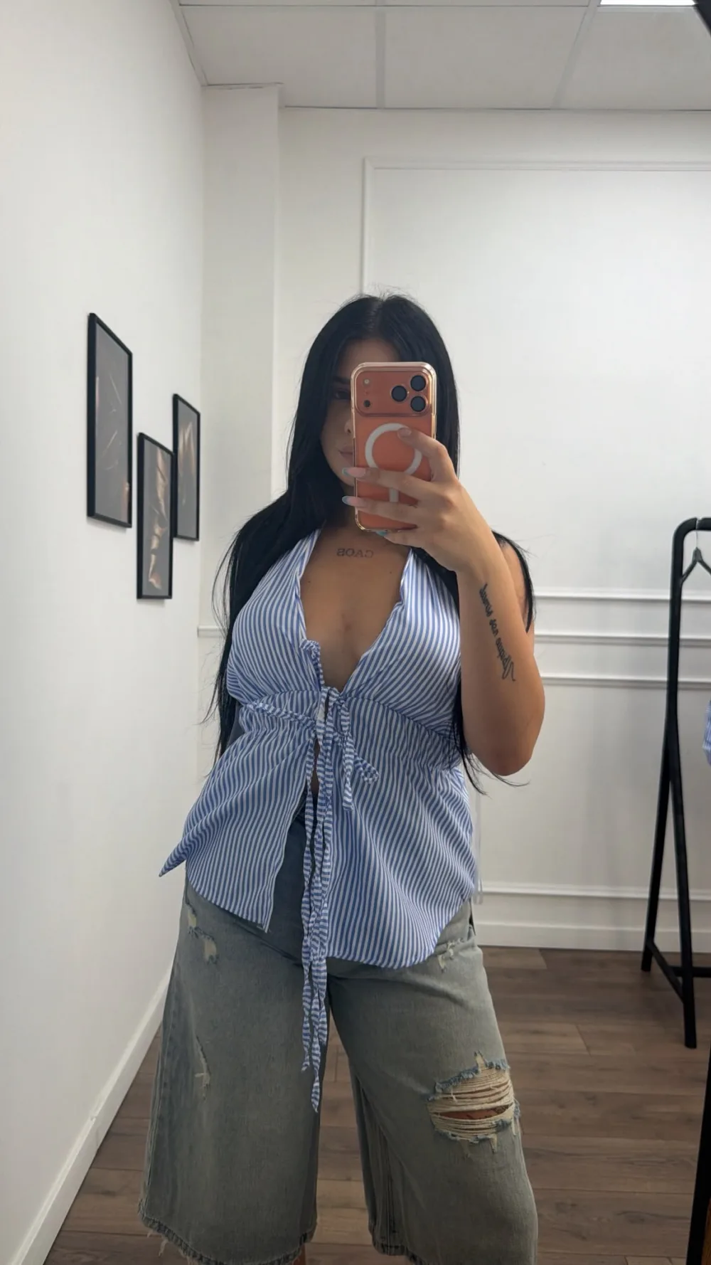 Lace Tie Stripe Top